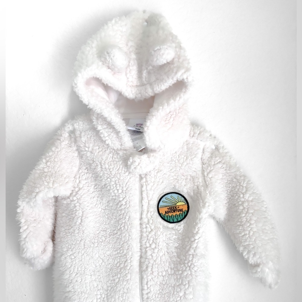 Sherpa “Seek Adventure” Zippered Footie Bunting Suit Onesie